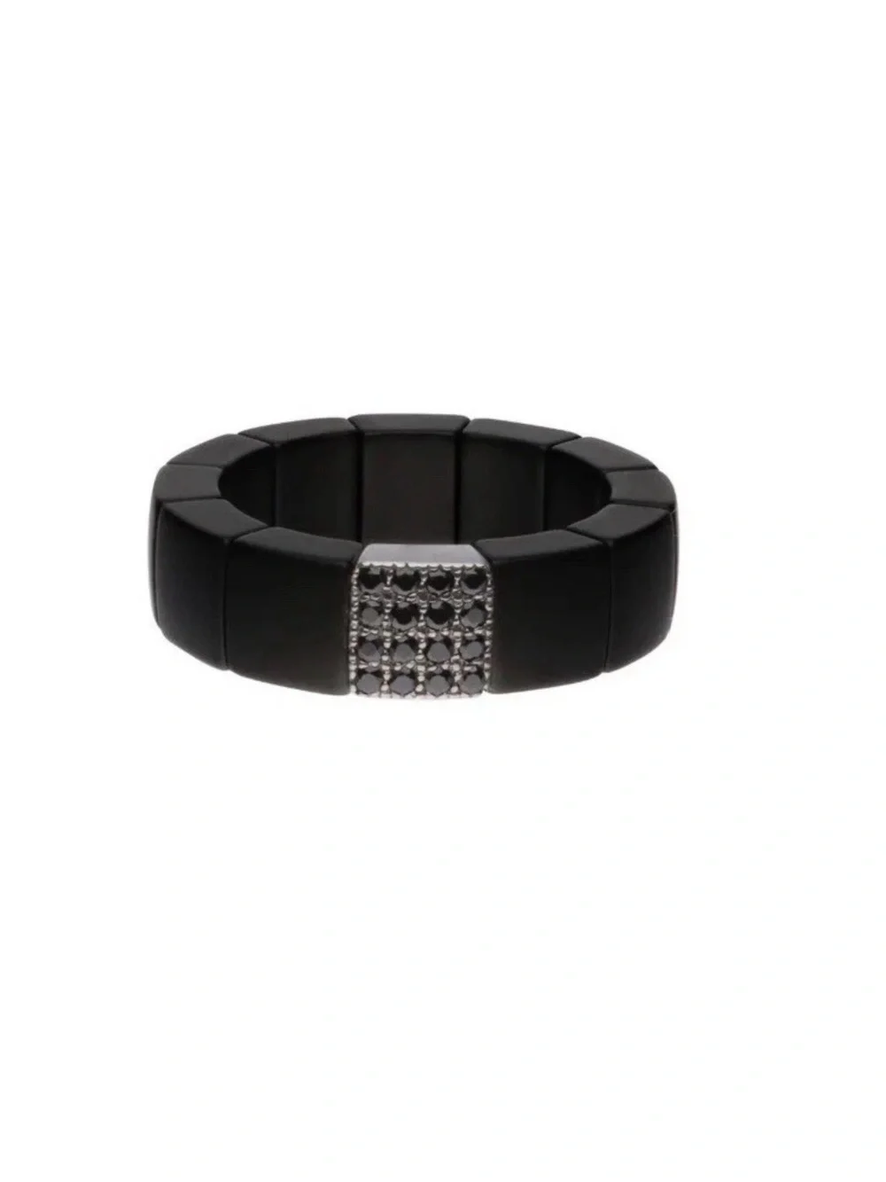 Roberto Demeglio Ceramic Stretch Ring with 18k Black Gold and Black Diamonds